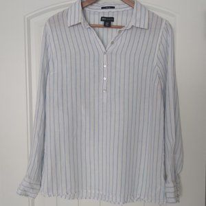 Jones New York Blue & White Stripe Linen Top- Size Medium